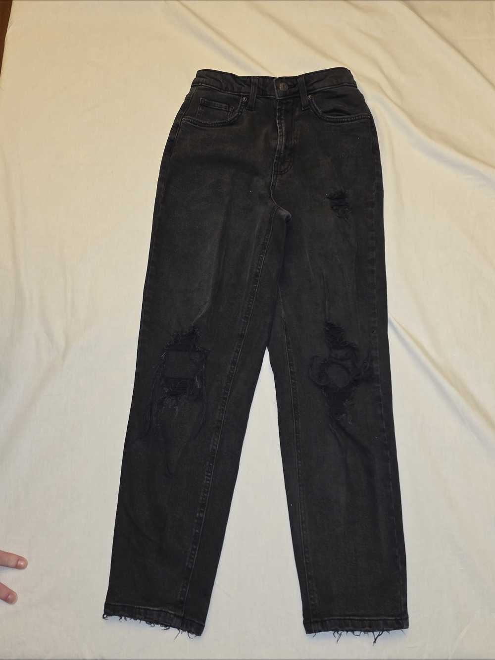 Wild Fable Super High Rise Tapered Black Distressed Jeans sz 2